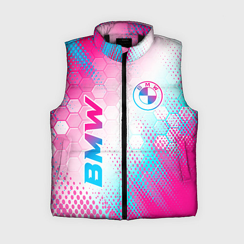 Женский жилет BMW neon gradient style: надпись, символ / 3D-Черный – фото 1