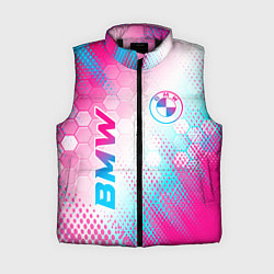 Женский жилет BMW neon gradient style: надпись, символ