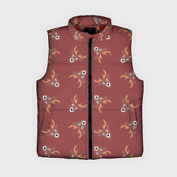 Женский жилет Эстетика: праздничные олени на бордовом фоне