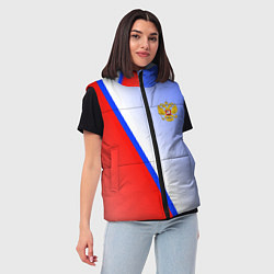 Женский жилет Россия полосы с гербом, цвет: 3D-светло-серый — фото 2