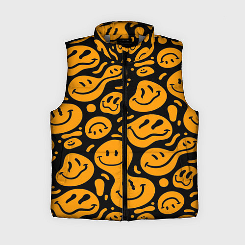 Женский жилет Растекающийся оранжевый смайл / 3D-Светло-серый – фото 1