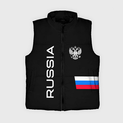 Женский жилет Россия и три линии на черном фоне / 3D-Черный – фото 1