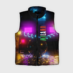 Женский жилет Неоновые улицы ночного Милана, цвет: 3D-черный