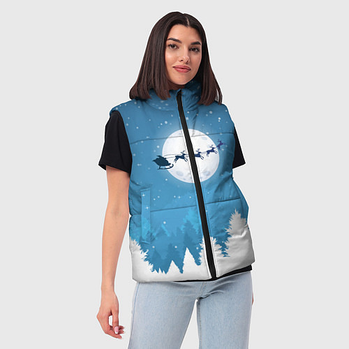 Женский жилет Новогодняя сказка дед мороз / 3D-Светло-серый – фото 3