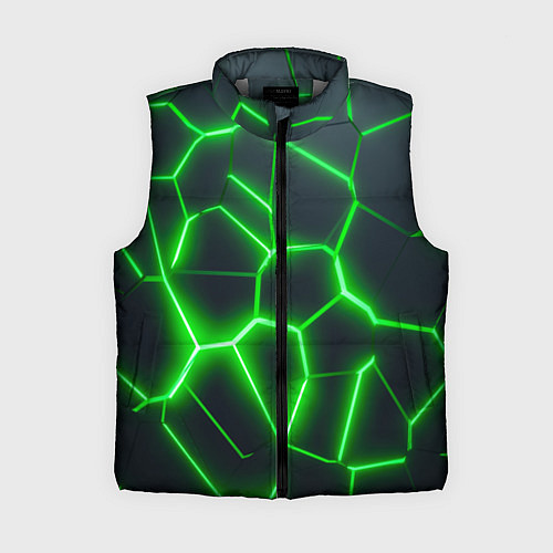 Женский жилет Зелёные неоновые плиты / 3D-Светло-серый – фото 1