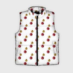 Женский жилет Золотые и красные елочные шары - паттерн, цвет: 3D-черный