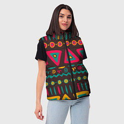 Женский жилет Разнообразный узор - треугольники, линии и круги, цвет: 3D-красный — фото 2