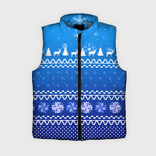Женский жилет Новогодний узор на синем фоне / 3D-Светло-серый – фото 1