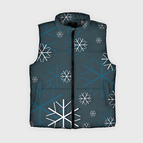 Женский жилет Белые снежинки на синем фоне / 3D-Светло-серый – фото 1