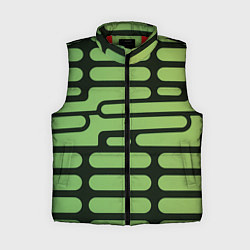 Женский жилет Зелёный прямоугольный паттерн на чёрном фоне