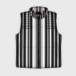 Женский жилет Бело серый полосатый узор, цвет: 3D-красный