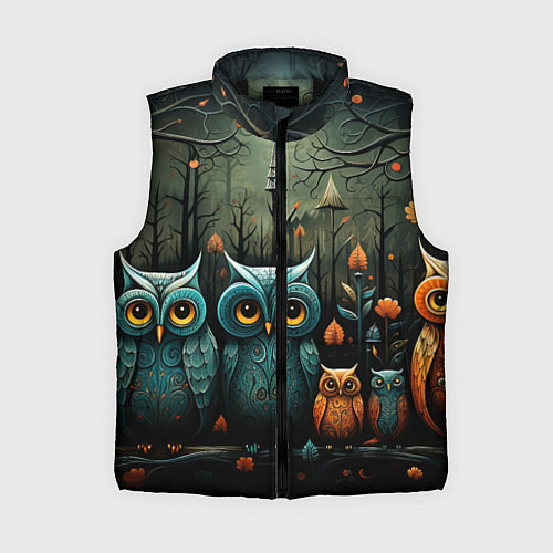 Женский жилет Совы в стиле Folk Art / 3D-Черный – фото 1