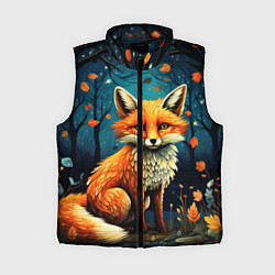Женский жилет Лиса в Folk Art стиле, цвет: 3D-черный