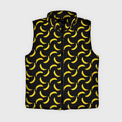 Женский жилет Бананы паттерн на чёрном фоне