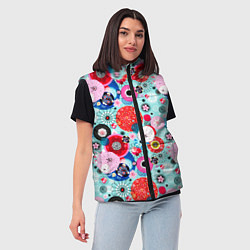 Женский жилет Abstract flowers, цвет: 3D-черный — фото 2