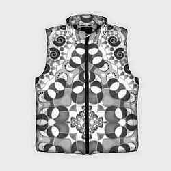 Женский жилет Бело-серый этнический узор, цвет: 3D-черный