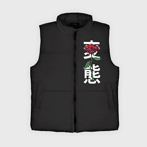 Женский жилет Цветы иероглифы череп / 3D-Черный – фото 1