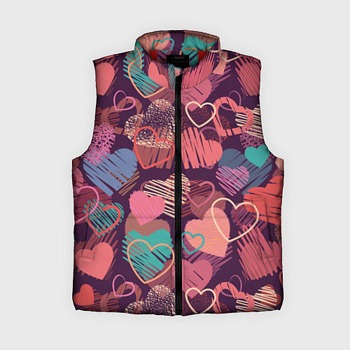 Женский жилет Узор из разных сердец / 3D-Красный – фото 1