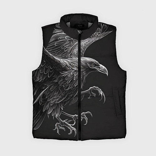 Женский жилет Черно-белый ворон / 3D-Светло-серый – фото 1