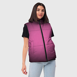 Женский жилет Розовый фон с черной виньеткой, цвет: 3D-черный — фото 2