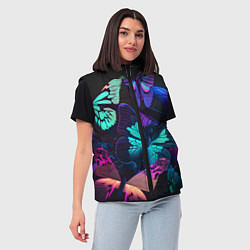 Женский жилет Много неоновых бабочек, цвет: 3D-красный — фото 2