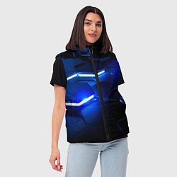 Женский жилет Металлические соты с синей подсветкой, цвет: 3D-черный — фото 2