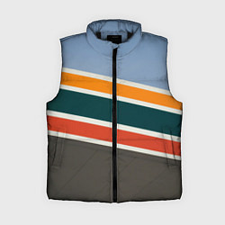 Женский жилет Оранжевые и белые абстрактные полосы, цвет: 3D-черный