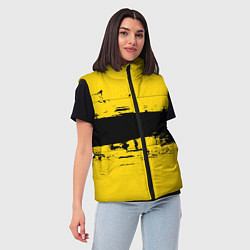 Женский жилет Черно-желтая полоса Cyberpunk 2077, цвет: 3D-черный — фото 2