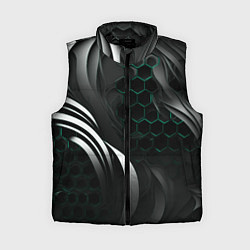 Женский жилет Объемные бирюзовые плиты и черные линии