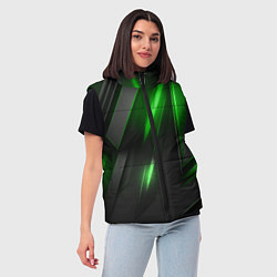 Женский жилет Черные пластины с зеленым свечением, цвет: 3D-красный — фото 2