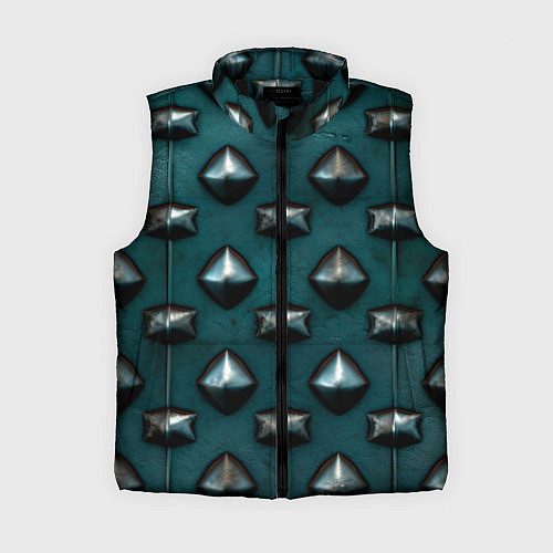 Женский жилет Зелёная шипованная броня / 3D-Черный – фото 1