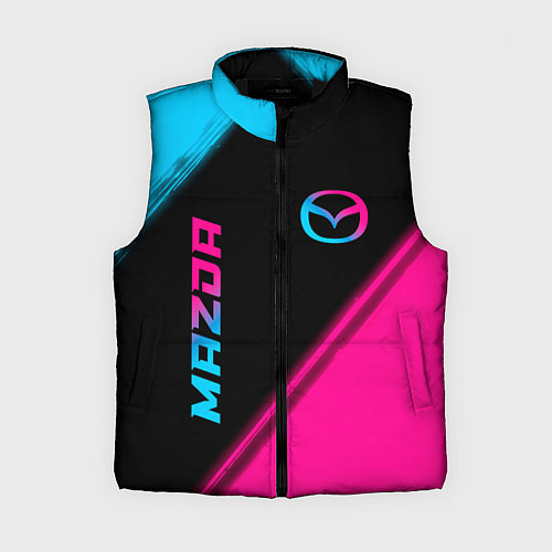 Женский жилет Mazda - neon gradient: надпись, символ / 3D-Черный – фото 1