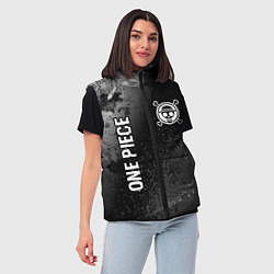 Женский жилет One Piece glitch на темном фоне: надпись, символ, цвет: 3D-черный — фото 2