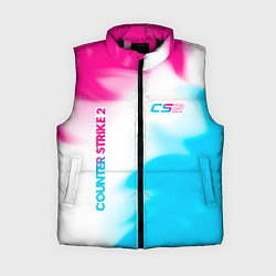 Женский жилет Counter Strike 2 neon gradient style: надпись, сим, цвет: 3D-черный