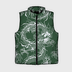 Женский жилет Татуировка дракона на зеленом фоне