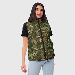 Женский жилет Олени и дубовые листья - камуфляж, цвет: 3D-черный — фото 2