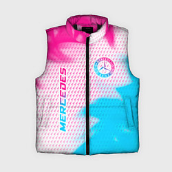 Женский жилет Mercedes neon gradient style: надпись, символ, цвет: 3D-черный
