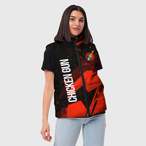 Женский жилет Чикен ган - красная абстракция / 3D-Красный – фото 3