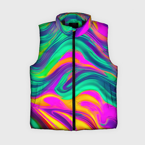 Женский жилет Градиентные цветные волны / 3D-Черный – фото 1
