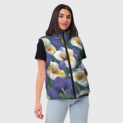 Женский жилет Бело-голубые ирисы, цвет: 3D-светло-серый — фото 2