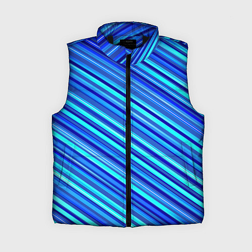 Женский жилет Сине голубые узорчатые полосы / 3D-Черный – фото 1
