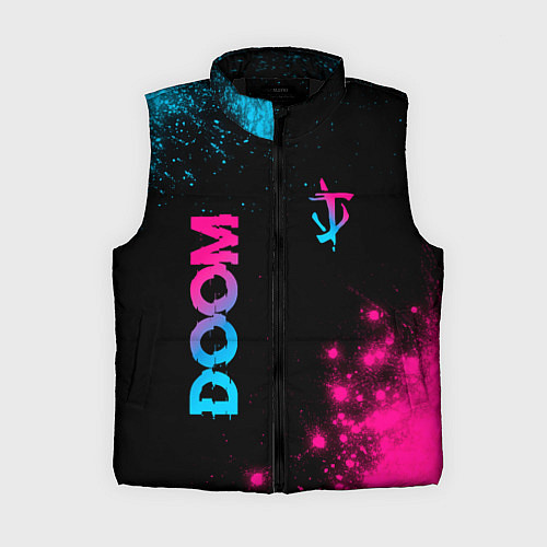 Женский жилет Doom - neon gradient: надпись, символ / 3D-Черный – фото 1