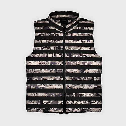 Женский жилет В полоску с ахегао / 3D-Черный – фото 1