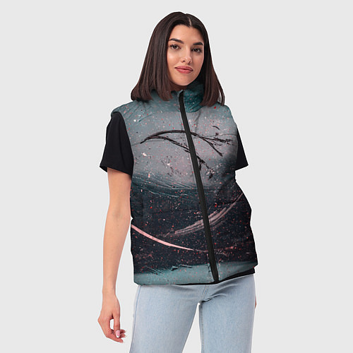 Женский жилет Белая красная краски и тени / 3D-Красный – фото 3