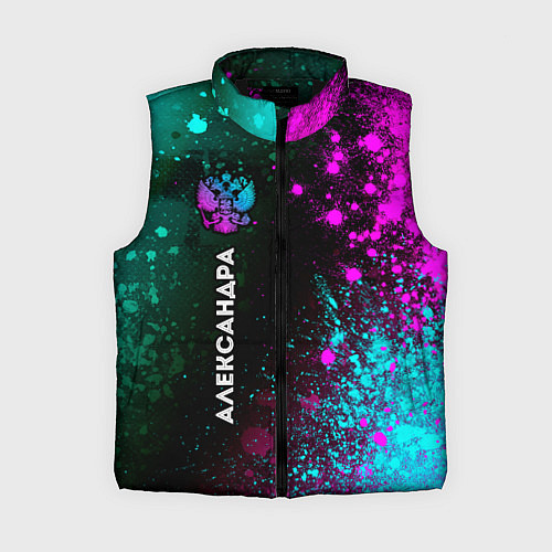 Женский жилет Александра и неоновый герб России: по-вертикали / 3D-Черный – фото 1