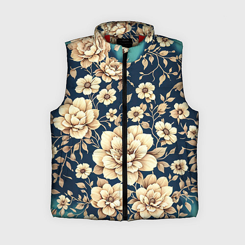 Женский жилет Золотые цветы узор / 3D-Красный – фото 1