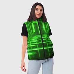 Женский жилет Зеленые световые объекты, цвет: 3D-светло-серый — фото 2