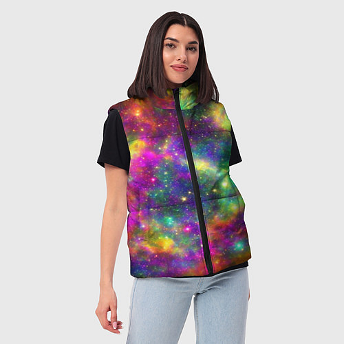 Женский жилет Яркий неоновый космос / 3D-Красный – фото 3