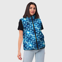 Женский жилет Светящиеся голубые цветы, цвет: 3D-черный — фото 2
