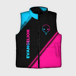 Женский жилет Evangelion - neon gradient: надпись, символ, цвет: 3D-черный